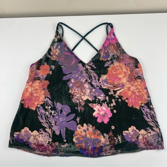 OnTwelfth Women’s Fully Lined Floral Velvet Burnout Strappy Tank Camisole Sz L‎ - Picture 12 of 16